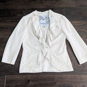 White Anthropologie Tabitha Eyelet Blazer sz 6